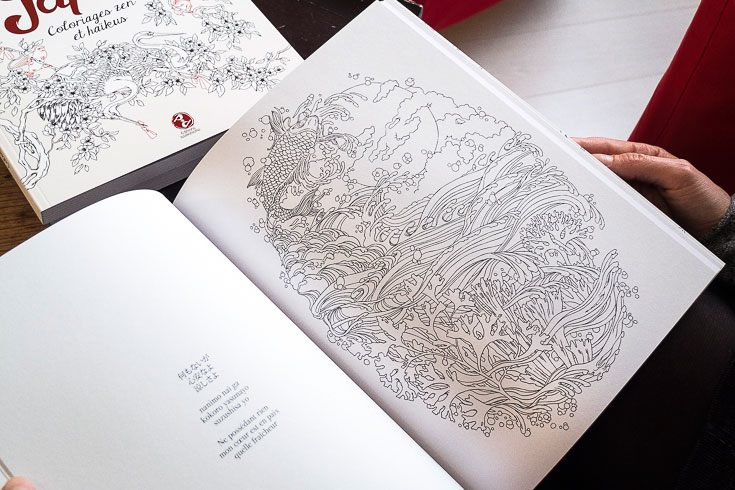 livre de coloriage, japon, haiku